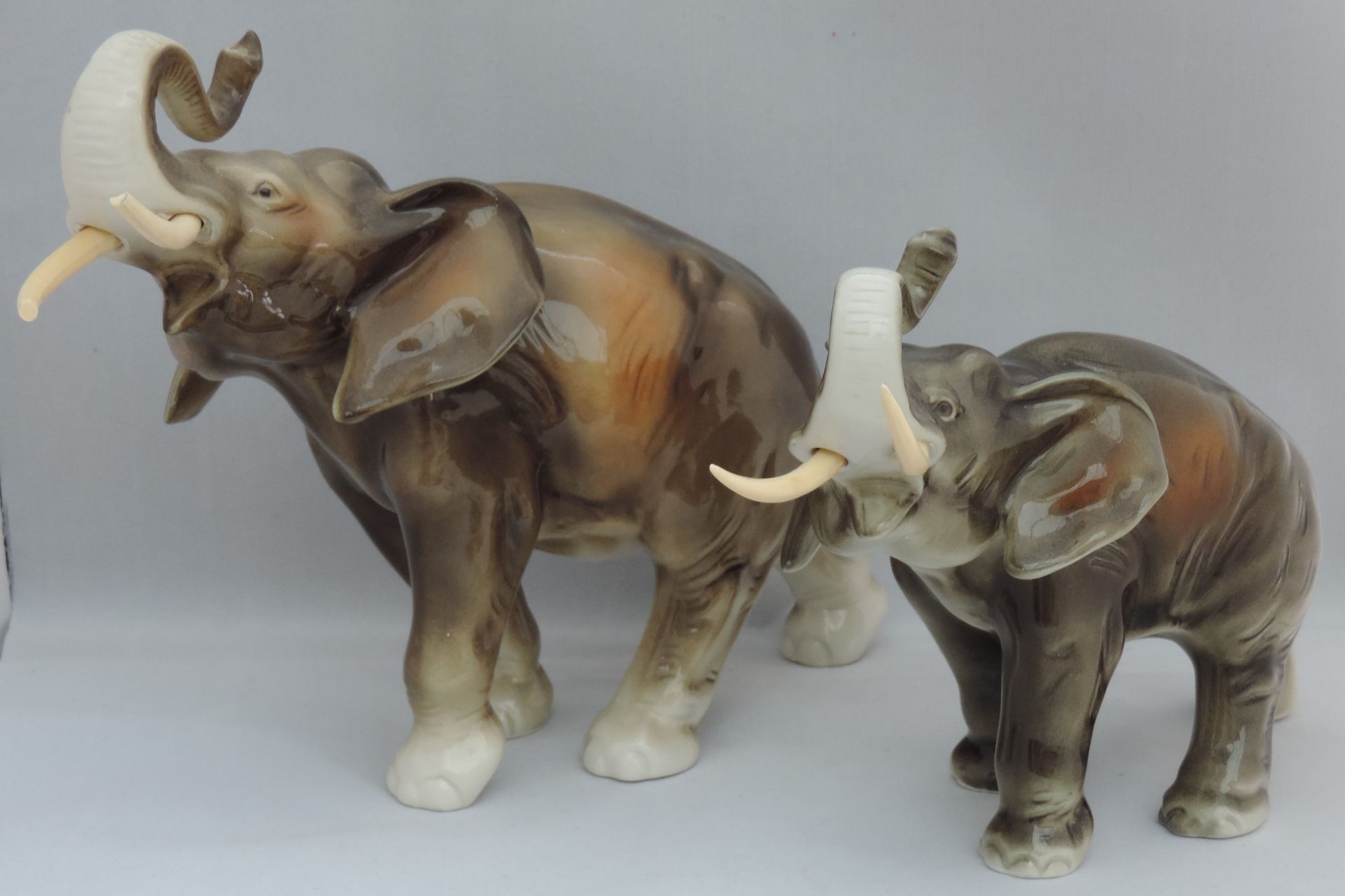 2 Royal Dux Trumpeting Elephant Figures - Image 5 of 8