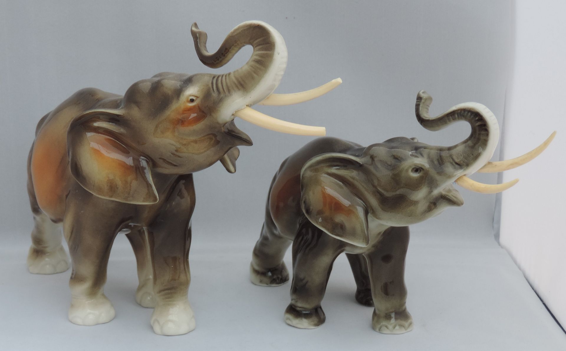 2 Royal Dux Trumpeting Elephant Figures - Image 6 of 8