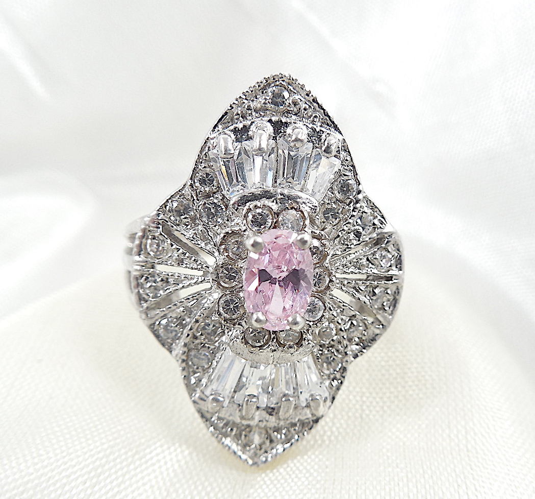 Beautiful Silver ring set with pink stone