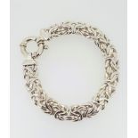 RRP £290 - Sterling Silver 925 Flat Byzantine Link Bracelet