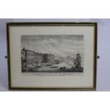 Print of Engraving The Thames London 18th c. Framed