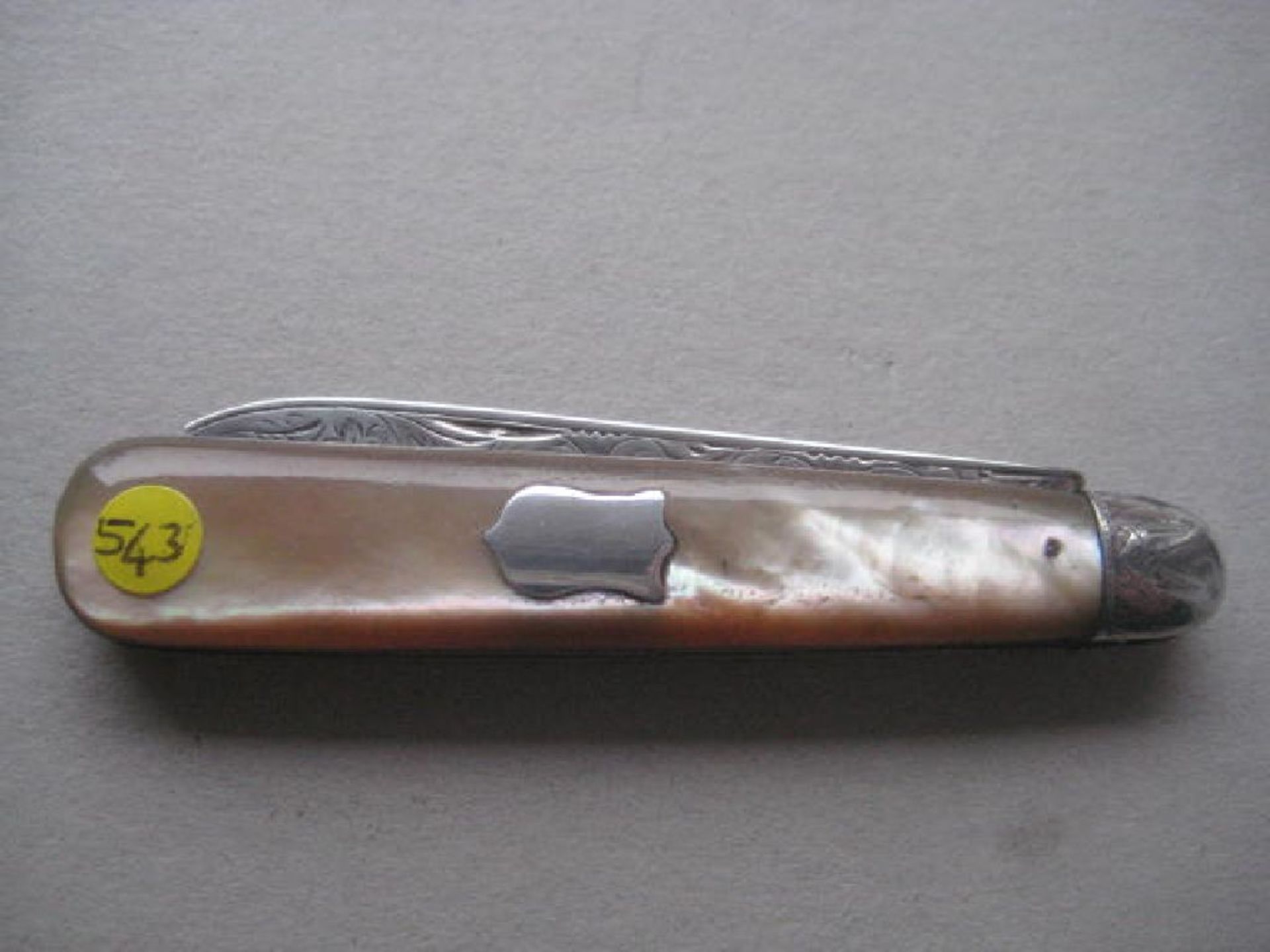 Victorian Mother of Pearl Hafted Silver Bladed Folding Fruit Knife - Image 4 of 9