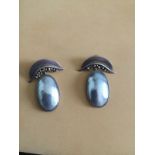 Designer Liz Horn & Ron Zukor Pearl Bali Sterling Silver Earrings