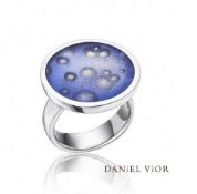 RRP £180 - DANIEL VIOR 925 Silver NEBULOSA Violet Enamel Ring