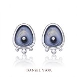 RRP £190 - Daniel Vior DROPS Blue Enamel Stud Earrings