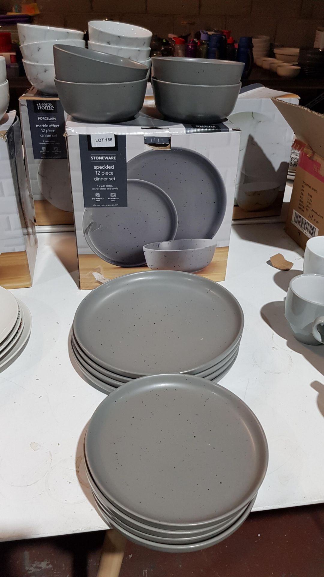 12 Piece Stoneware Speckled Dinner Set