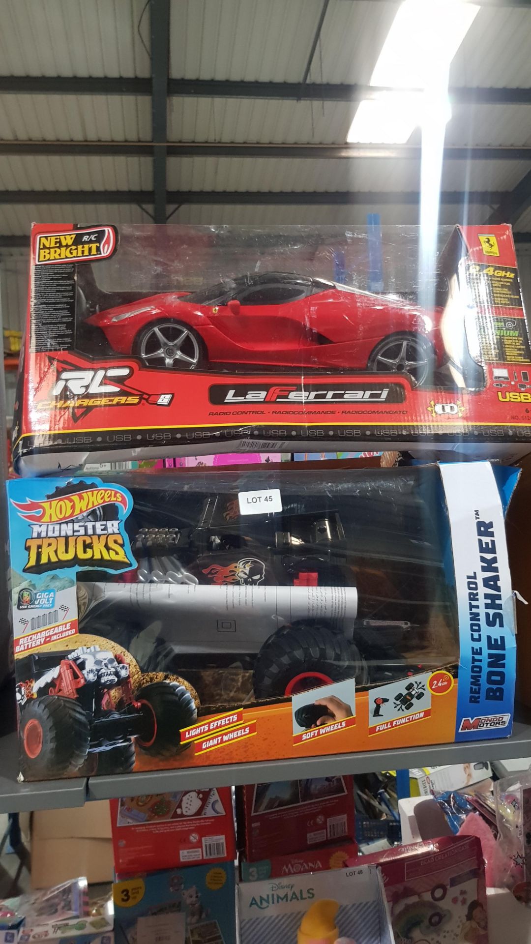 2 Items : 1 X RC Chargers La Fewrrari & 1 X Hot Wheels Monster Trucks RC Bone Shaker