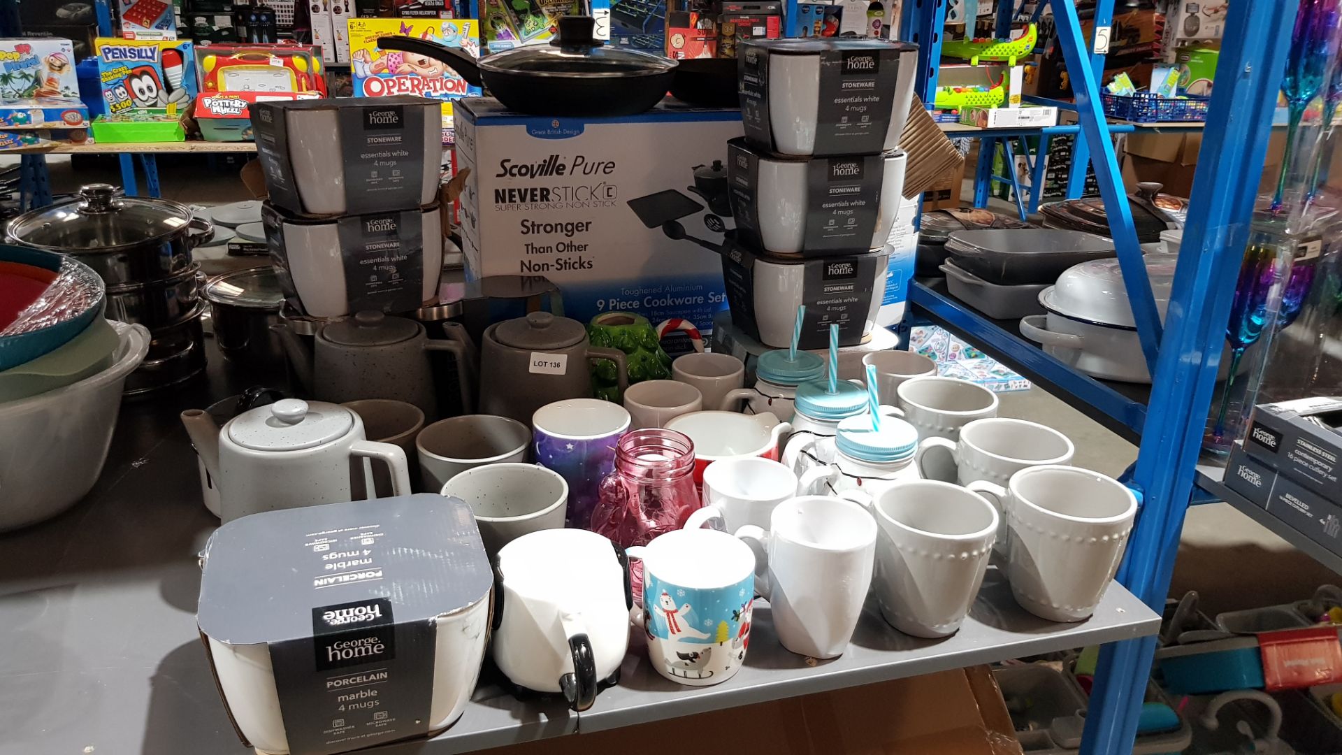 Approx 55 Items : Mixed Mugs / Drinking Vessels & Tea / Coffee Pots