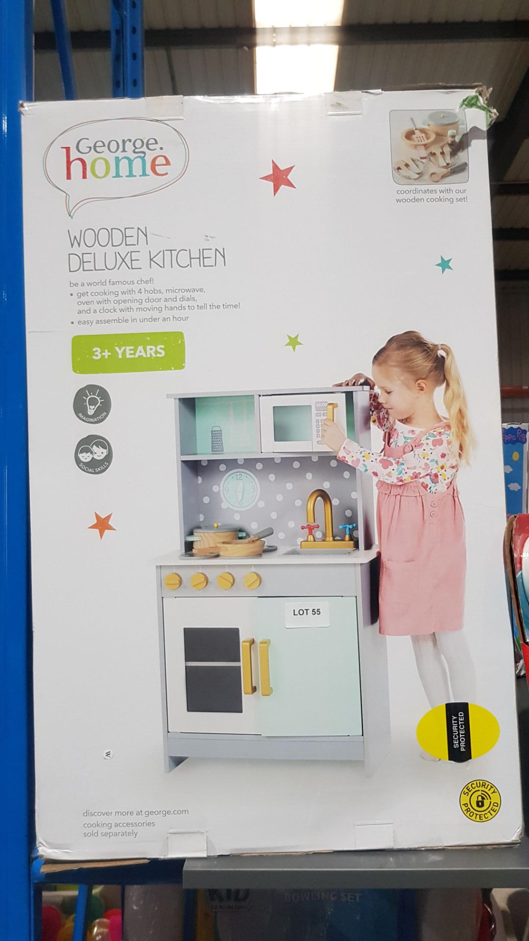3 Items : 1 X Wooden Deluxe Kitchen, 1 X Kid Connection Cooking Playset & 1 X Kid Connection Food P