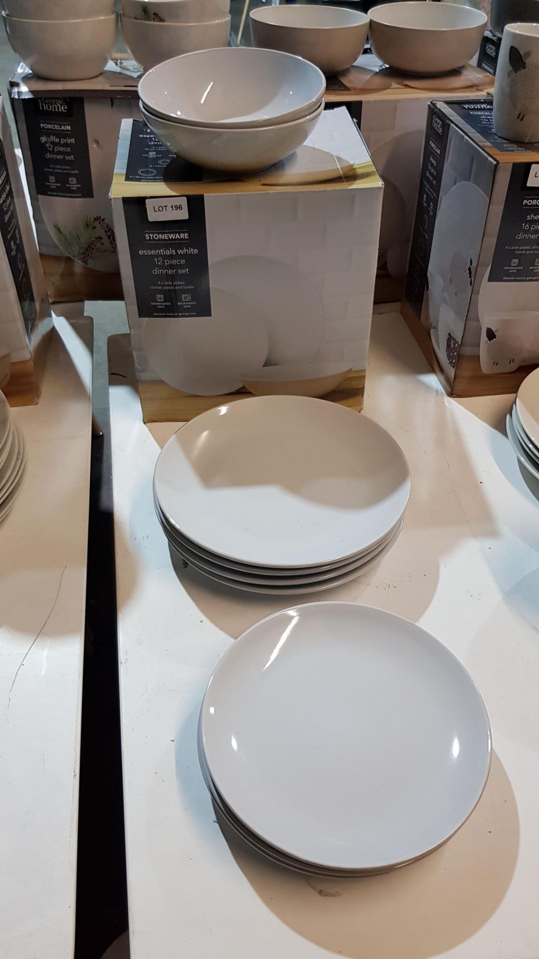 9 Piece Stoneware Essentials White Dinner Set