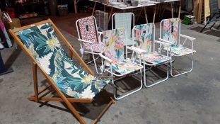6 X Mixed Garden Chairs To Include 1 X Deckchair