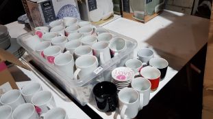 Approx 60 Items : Mixed Mugs & Trinket Dishes To Include Tickled Pink
