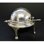 Antique Silver Plated Roll Top Butter Dish