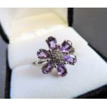 1.38 carat Amethyst & Diamond Sterling Silver Ring