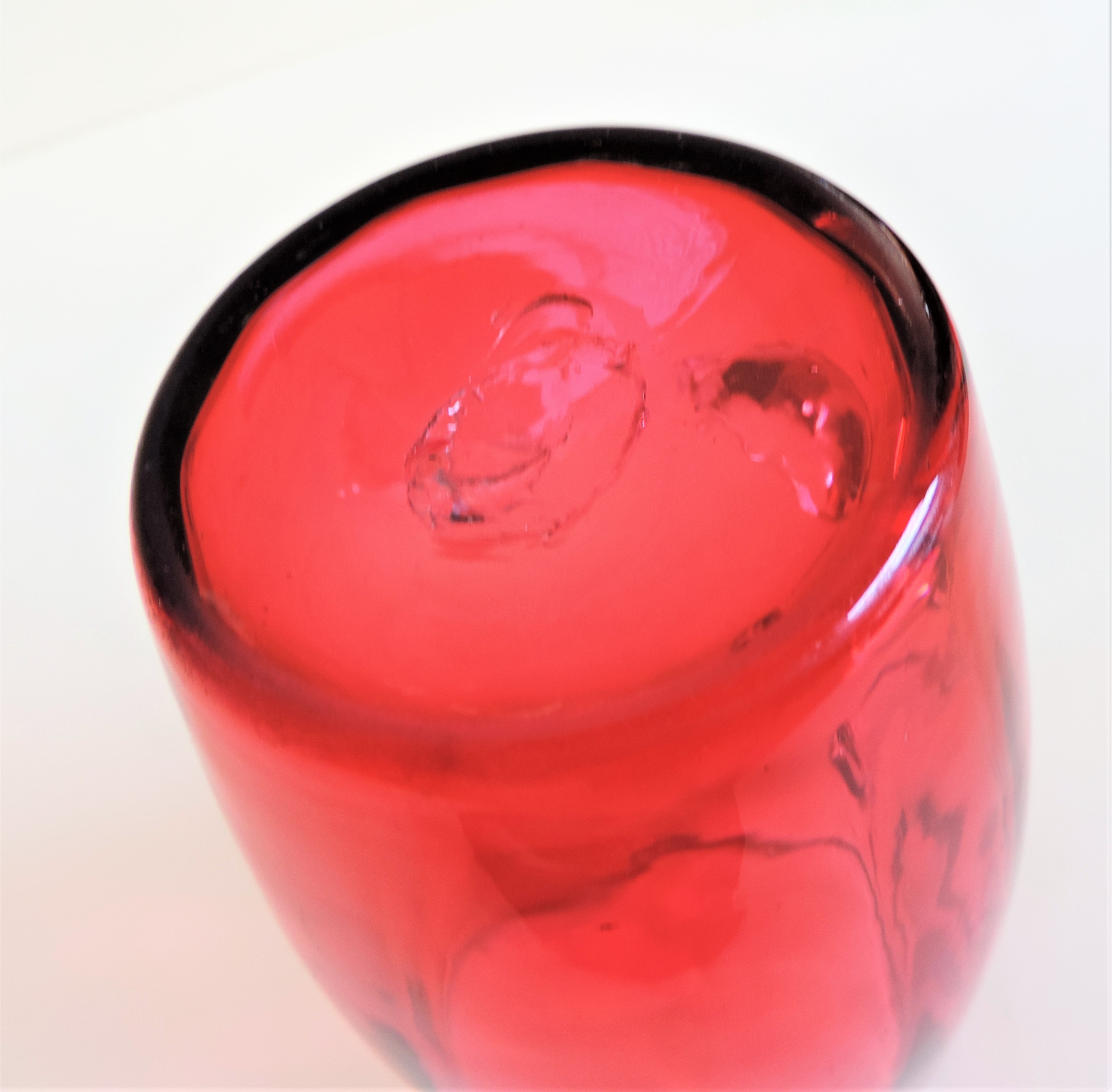 Antique Hand Blown Cranberry Glass Jug - Image 4 of 4