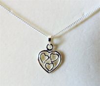 Sterling Silver Heart Shaped Pendant Necklace