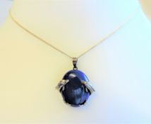 Sterling Silver Lapus Lazuli Dophin Pendant Necklace