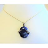 Sterling Silver Lapus Lazuli Dophin Pendant Necklace