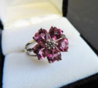 Sterling Silver Pink Tourmaline Heart Shaped Ring