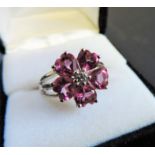 Sterling Silver Pink Tourmaline Heart Shaped Ring