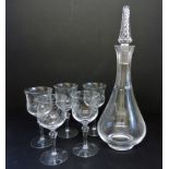 Decanter & Edwardian Etched Glasses Drinks Set