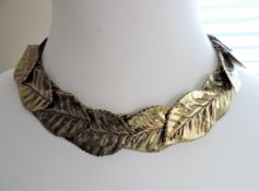 Vintage Designer Gold Laurel Leaf Necklace