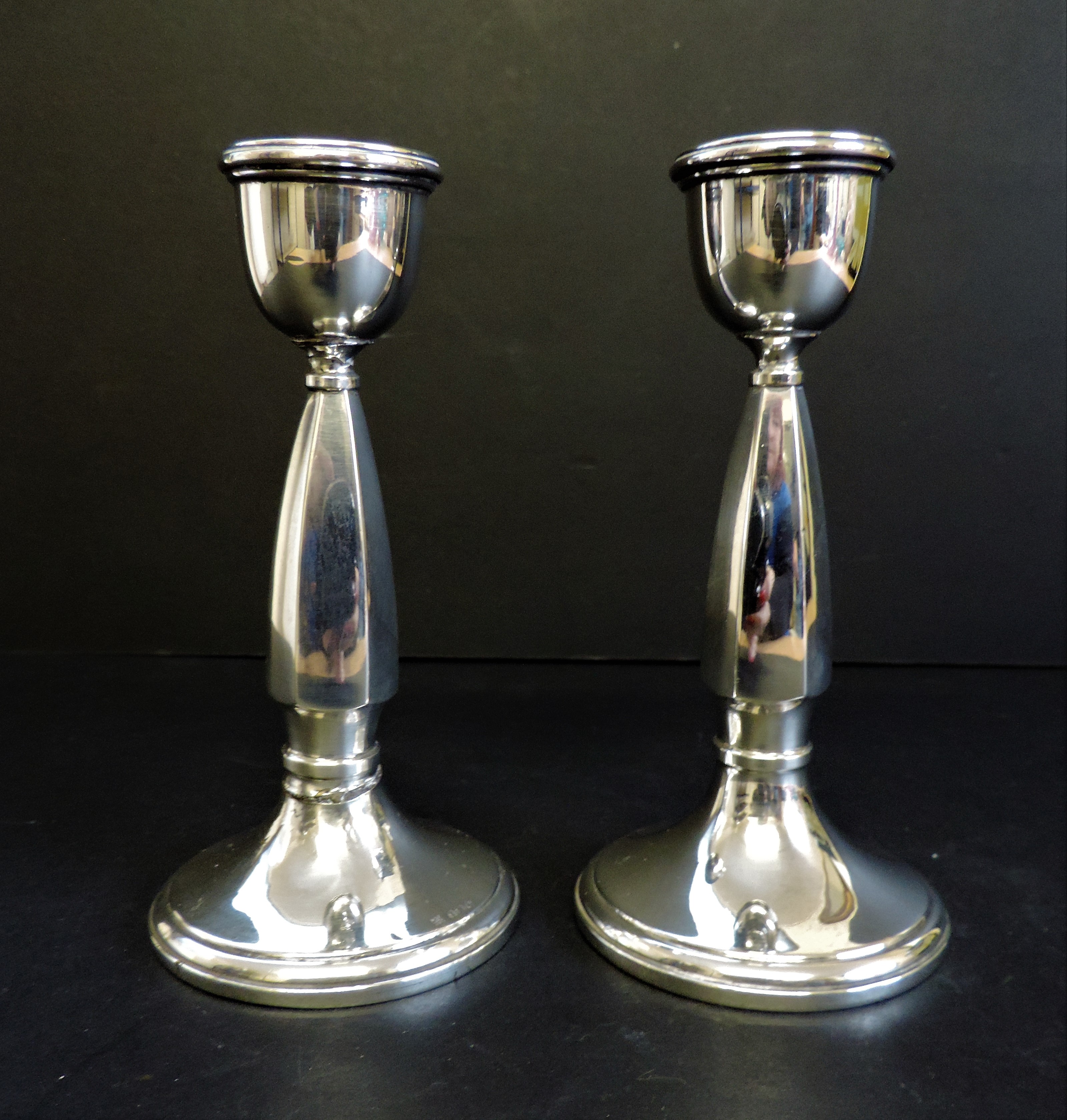 Pair Antique Sterling Silver Candlesticks Hallmarked Date 1927 - Image 3 of 5