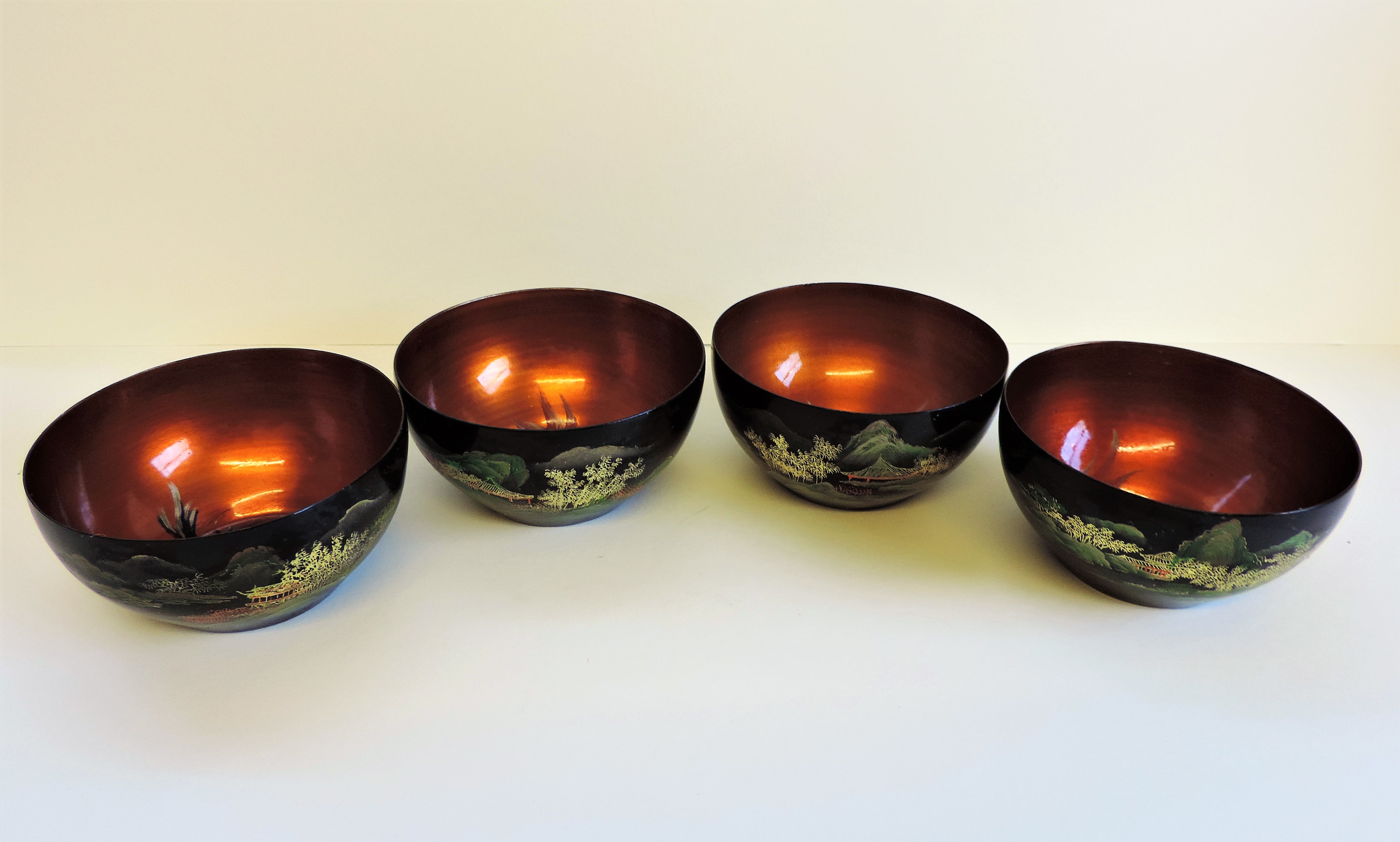 Vintage Japanese Hand Painted Lacquer Bowls - Image 2 of 18