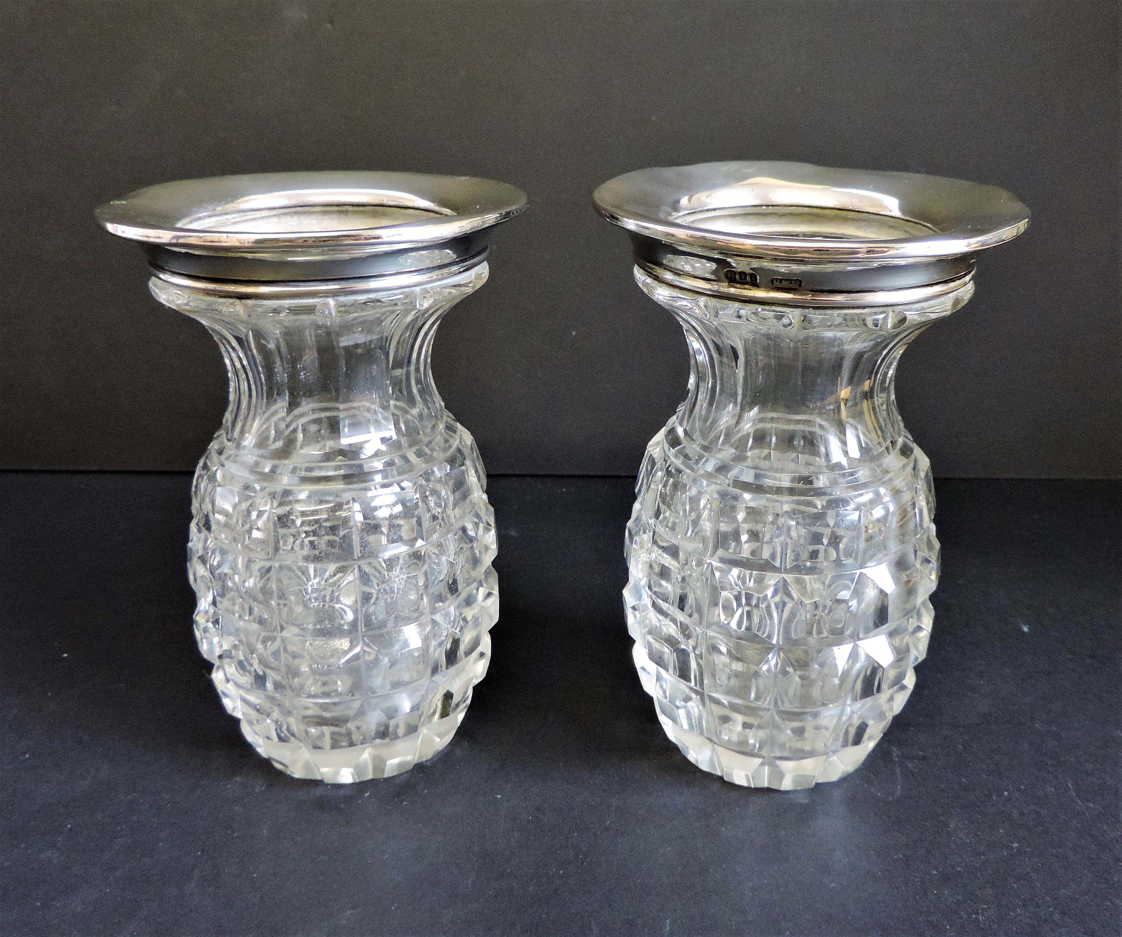 Pair of Antique Silver Rimmed Vases - Image 2 of 6