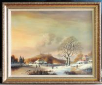 Bernard Page Original Oil Painting Dutch Winter Landscape