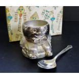 Silver Plate Egg Cup and Spoon Set Boxed