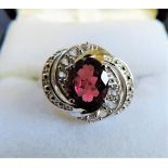 Sterling Silver 1.4 carat Garnet & Topaz Ring