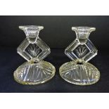 Pair Art Deco Glass Candlesticks