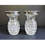 Pair of Antique Silver Rimmed Vases
