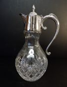 Large Vintage 3 Pint Capacity Silver Plate & Cut Glass Claret Jug