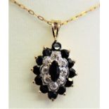 9ct Gold Sapphire & Diamond Pendant Necklace