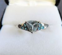 1.1 carat Trillion Cut Aquamarine & Topaz Ring