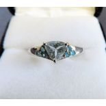 1.1 carat Trillion Cut Aquamarine & Topaz Ring