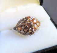 1.8 carat Citrine & Topaz Cluster Ring in Sterling Silver