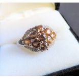 1.8 carat Citrine & Topaz Cluster Ring in Sterling Silver