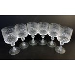 Set of 6 Val St. Lambert Crystal Wine Glasses
