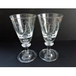 Pair of Hand Made Crystal Chalice Wine Glasses