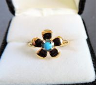 Turquoise Ring in Sterling Silver Gilt