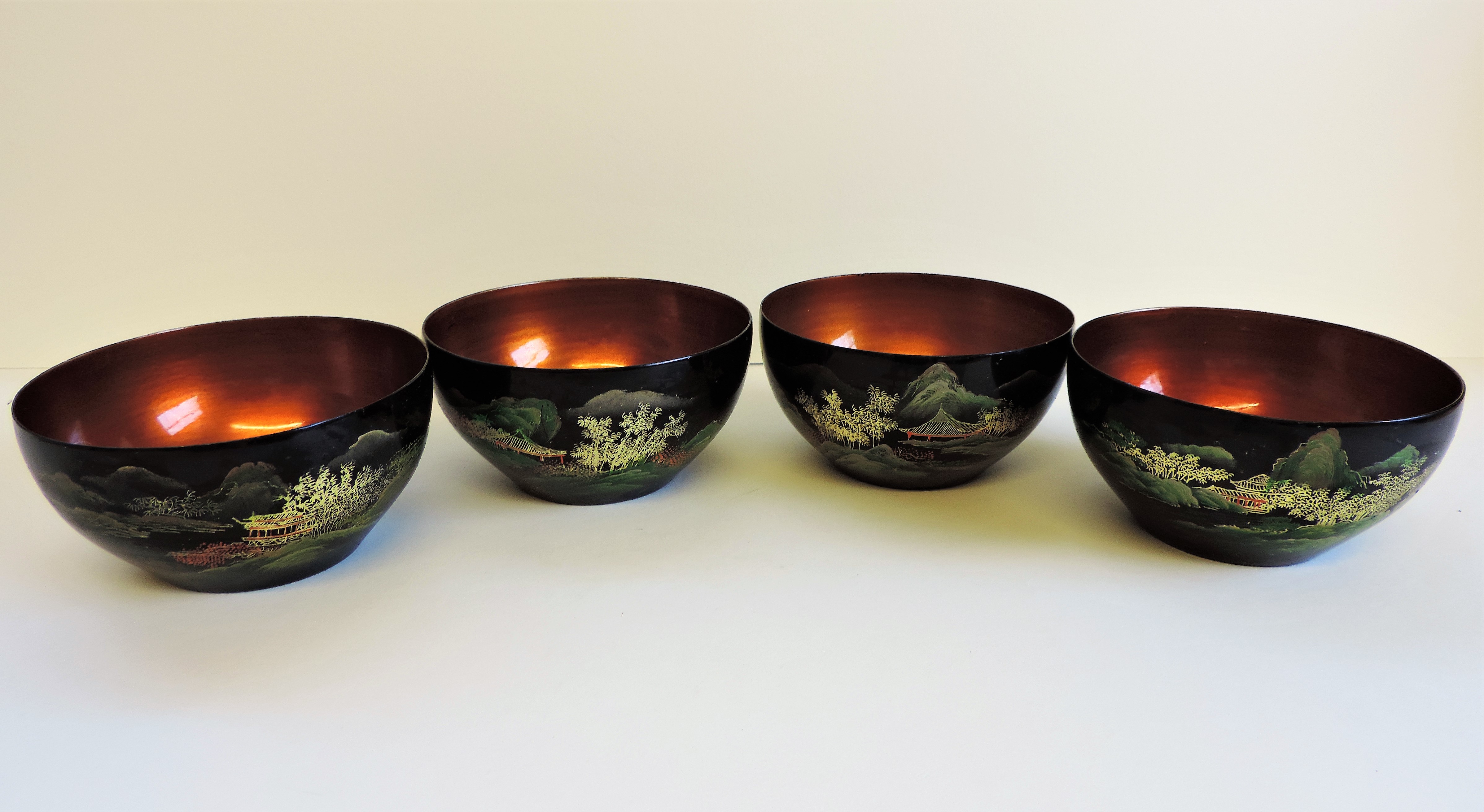 Vintage Japanese Hand Painted Lacquer Bowls - Image 4 of 18