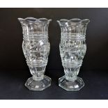 Matching Pair Large Antique Edwardian Glass Vases