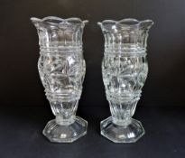 Matching Pair Large Antique Edwardian Glass Vases