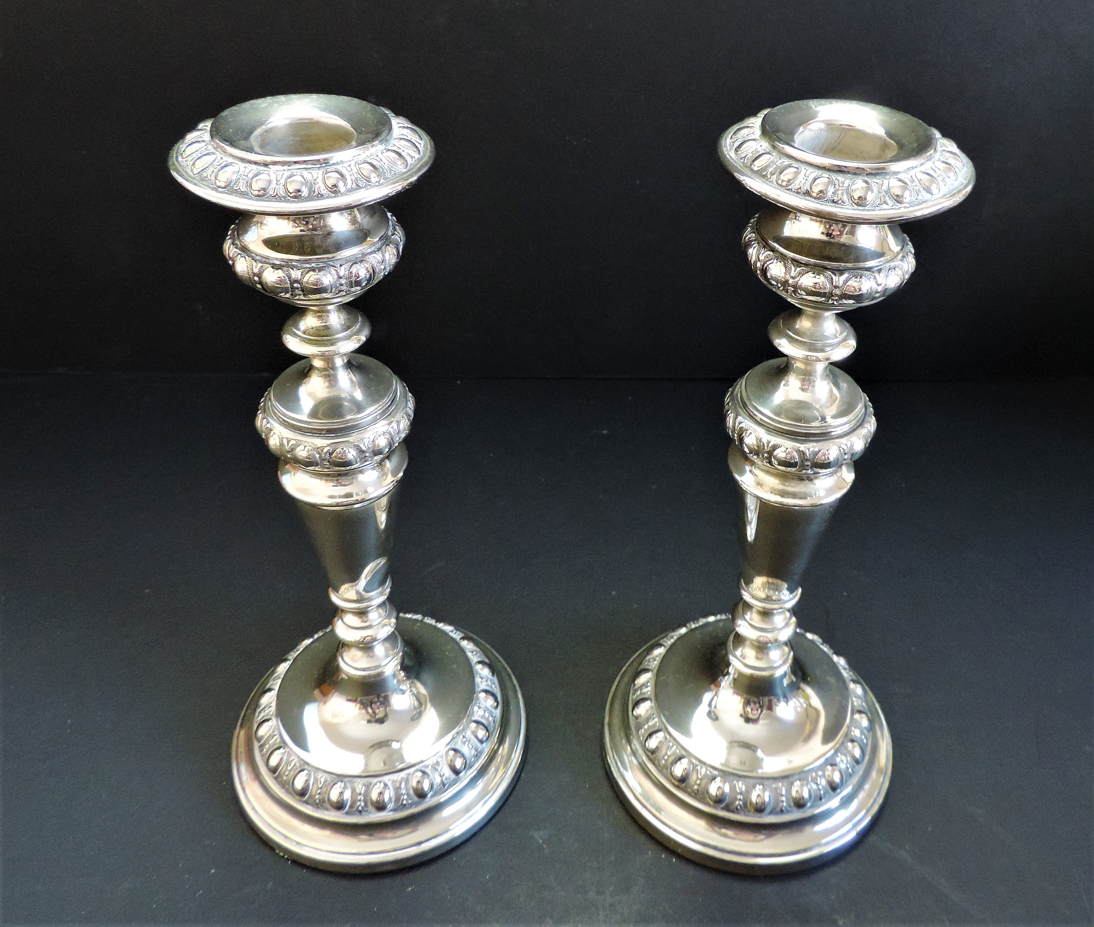 Pair of Antique Ornate Silver Plated Candle Sticks - Image 2 of 4