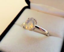 0.78 carat Crystal Clear Jelly Opal Ring in Sterling Silver