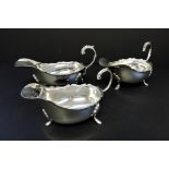Trio Antique Silver Plated Gravy/Sauce Boats