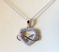 925 Sterling Silver Heart Shaped Pendant Necklace